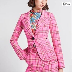 SMYTHE Pink Plaid Blazer